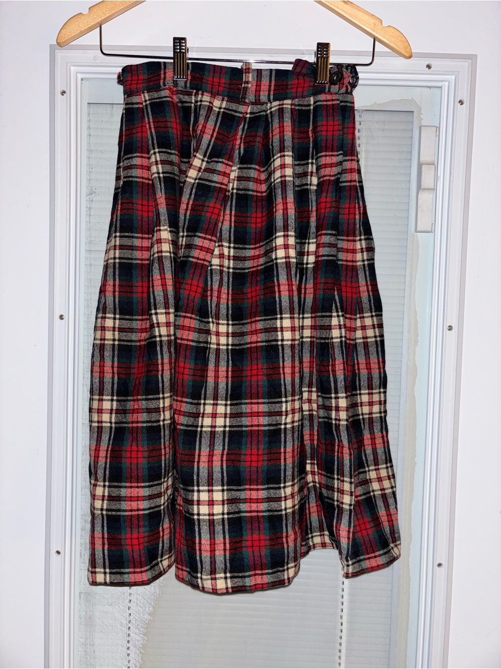 Vintage Plaid Skirt in Red and Black wool blend